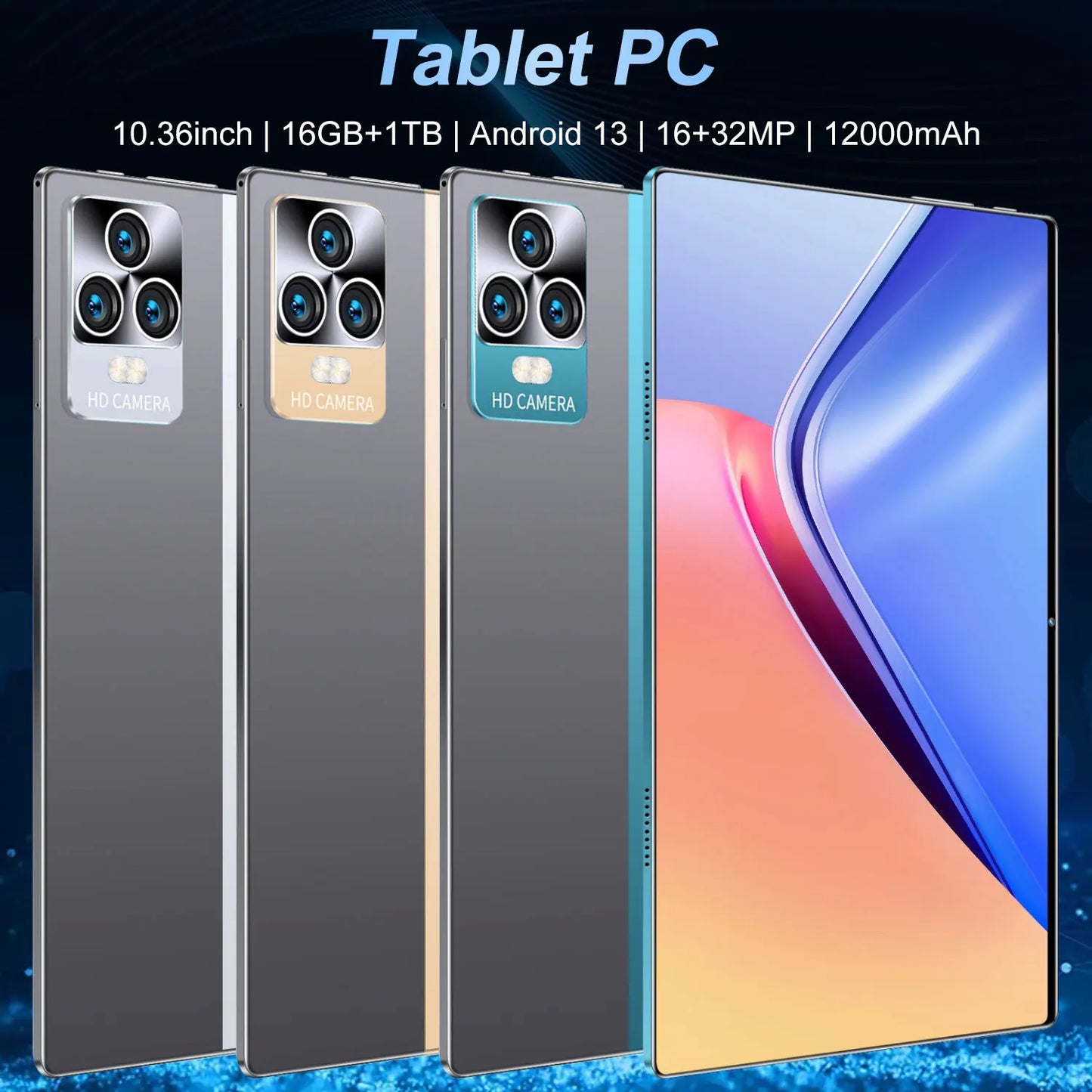 5G Tablet Android 13.0 16GB RAM,1TB ROM Brand New 10.36 Inch Tablet 16MP 32MP 12000mAh 10Core WIFI Bluetooth Network