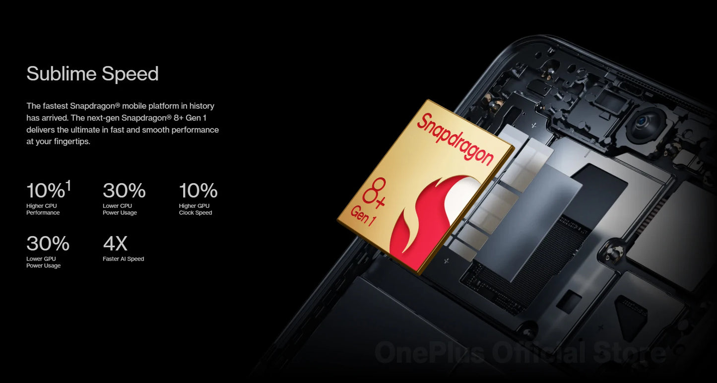 OnePlus 10T 10 T 5G Smartphone Global Version 8GB 128GB Snapdragon 8+ Gen 1 125W SUPERVOOC 4800mAh 120 Hz Fluid AMOLED Display