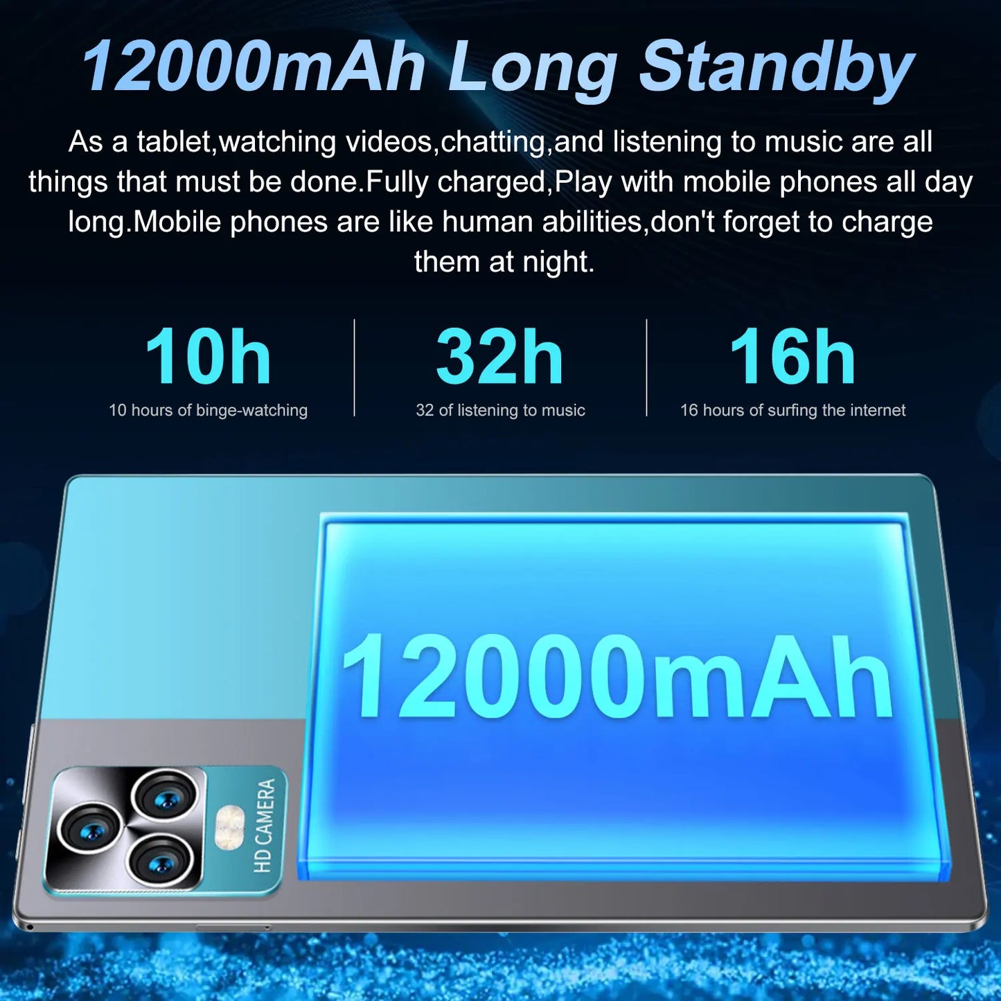 5G Tablet Android 13.0 16GB RAM,1TB ROM Brand New 10.36 Inch Tablet 16MP 32MP 12000mAh 10Core WIFI Bluetooth Network