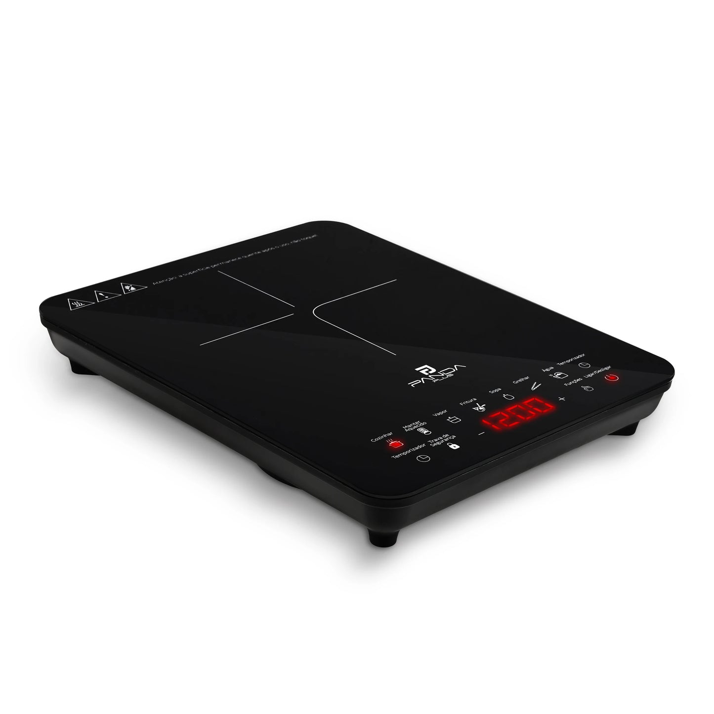 Cooktop Induction 1 Mouth Portable PandaPlus 2000W 220V Touch 8 Levels Power Temperature Safety Lock Glass Timer