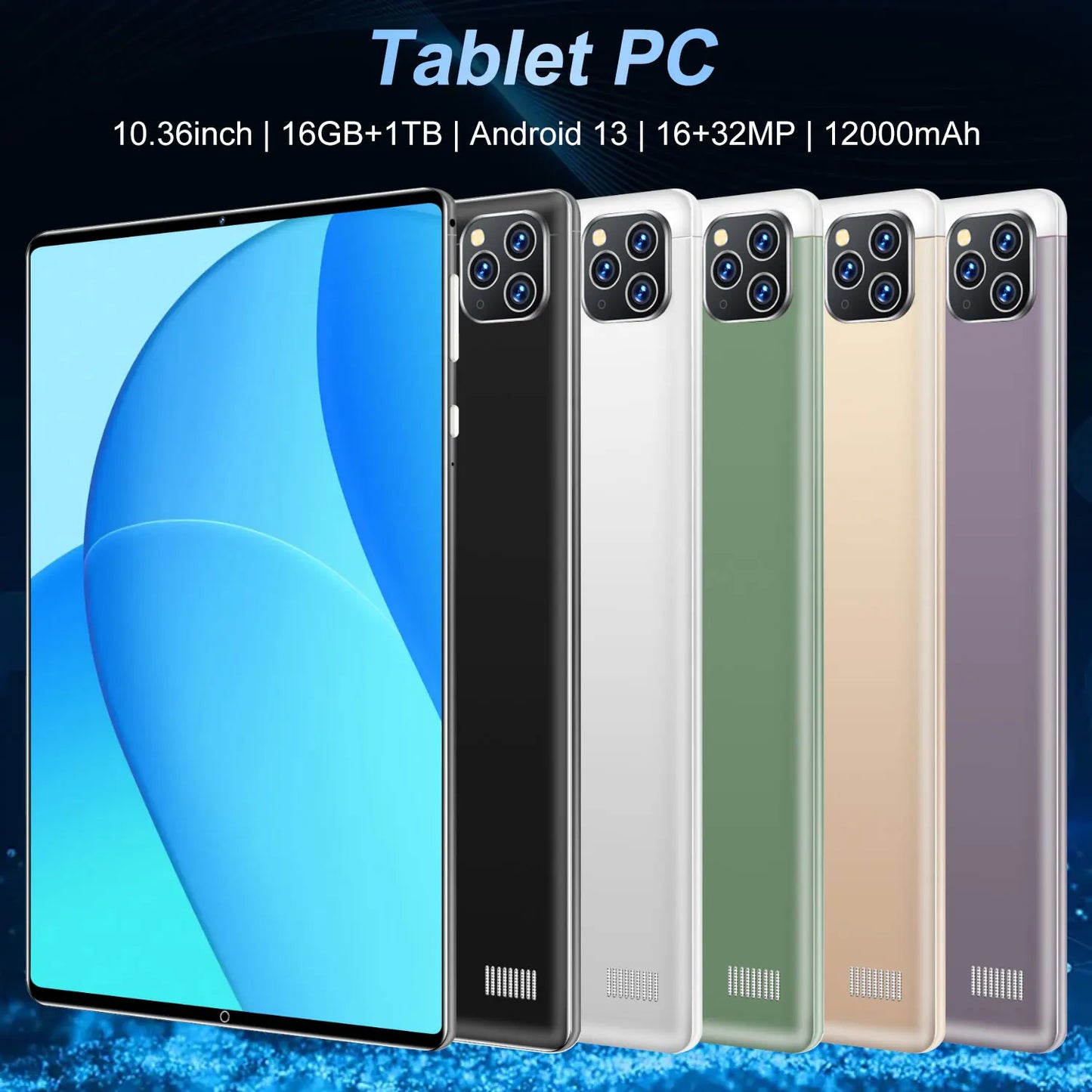 5G Tablet Android 13.0 16GB RAM,1TB ROM Brand New 10.36 Inch Tablet 16MP 32MP 12000mAh 10Core WIFI Bluetooth Network