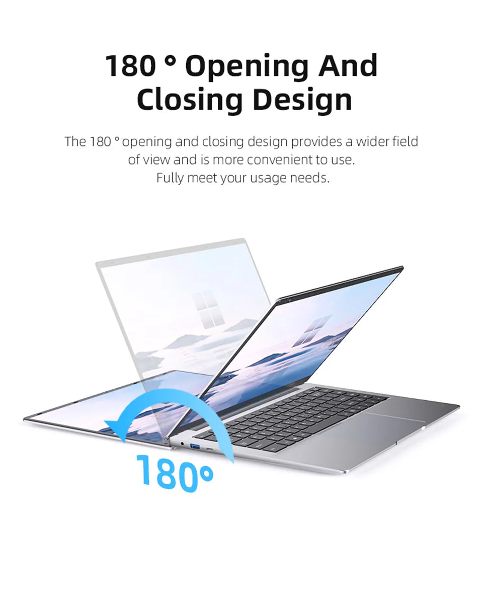 Ultra Slim Windows 11 Laptop Computer 14.1" 12GB RAM 512GB 1TB SSD Intel N4000 Notebook Gamer 1920*1080 Office Study Computer PC