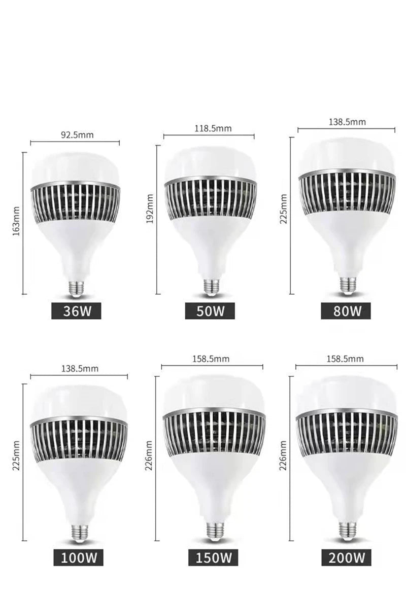 E26 E27 E39 E40 Led Bulb 220v Lampara Led Light Bulbs High Power 30W 50W 100W 150W 200W Lighting For Home Industrial Garage Lamp