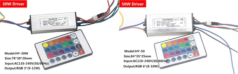 RGB LED Driver With Chip High Power COB LED lamp Beads 10W 20W 30W 50W 100W Lighting Transformers For DIY Floodlight Spot light