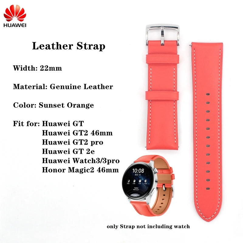 Original Huawei GT2 46mm FKM Rubber Watch Band 22mm Huawei Genuine Leather strap GT Stainless Steel Milanese Wacth Strap
