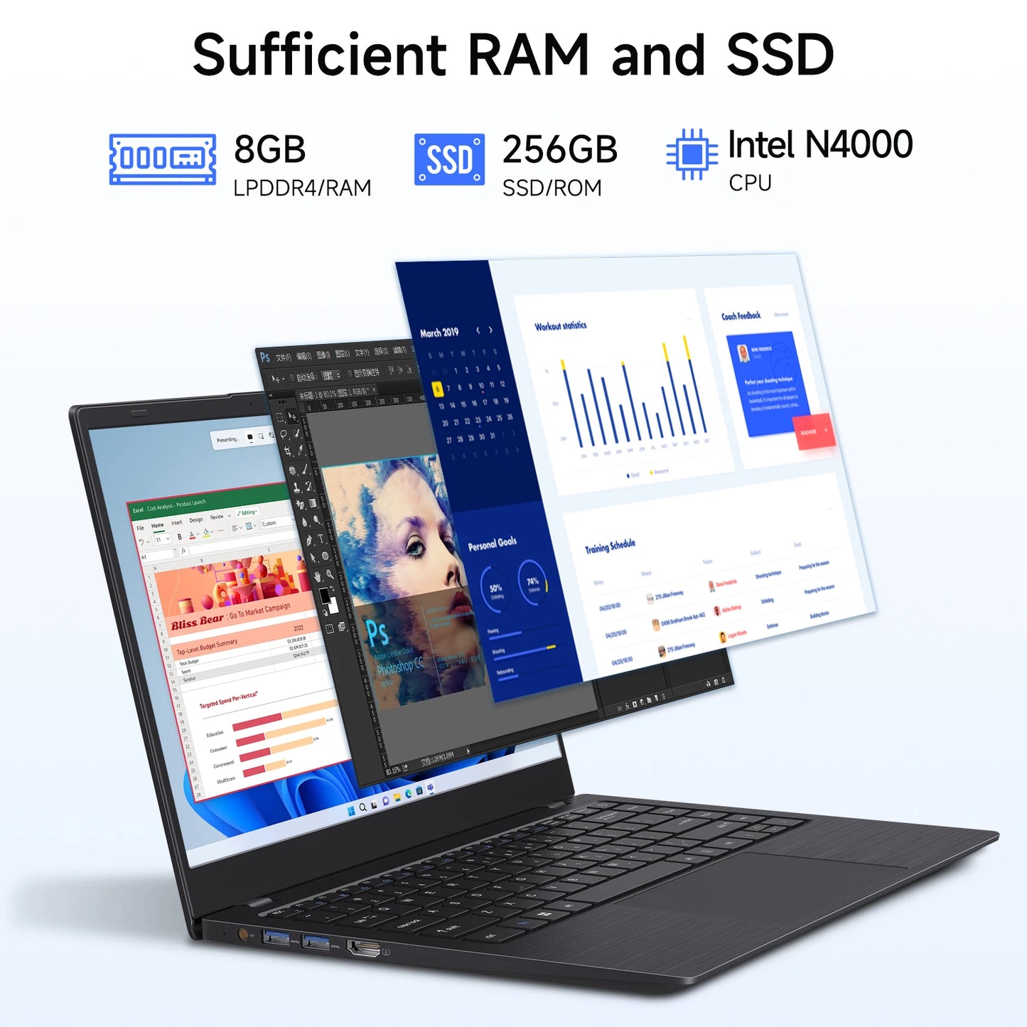 48 Hours Delivery 14 Inch Laptop Intel N4000 8GB+512GB Win11 Pro Ordinateur Portable PC Cheap Gaming Laptop
