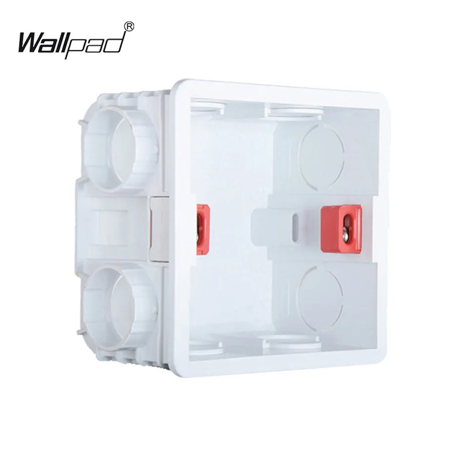 Wallpad Black Glass Panel With Large Circle Blue LED Indicator Wall Light Switch and Socket Round Button Electric Outlet