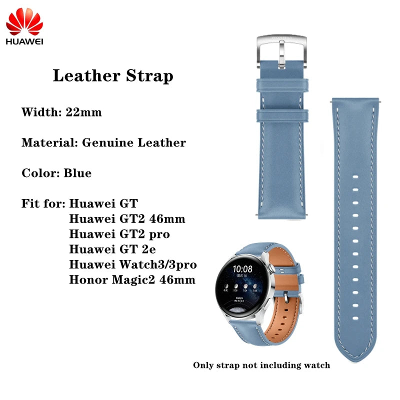 Original Huawei GT2 46mm FKM Rubber Watch Band 22mm Huawei Genuine Leather strap GT Stainless Steel Milanese Wacth Strap