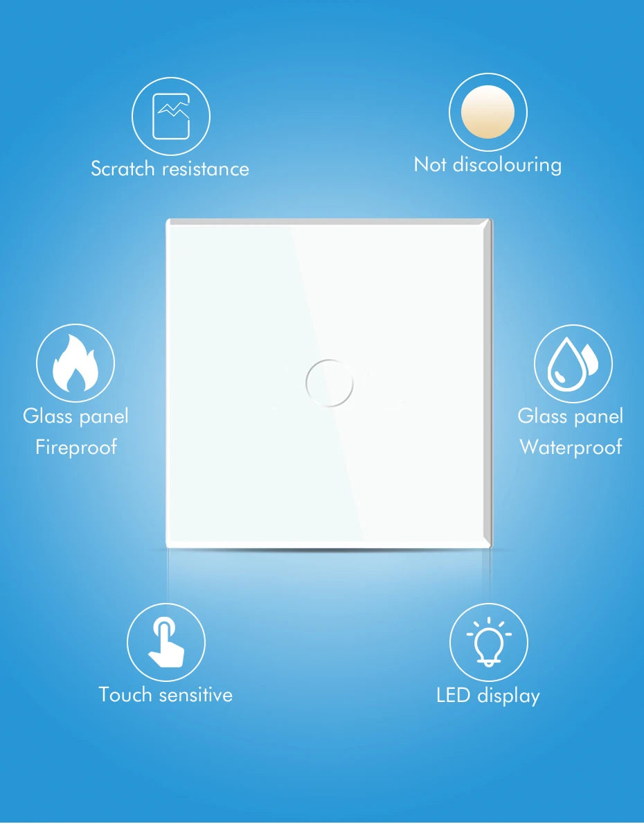BSEED Zigbee 1/2/3Gang Touch Light Switches 1/2/3Way Tuya Smart Life Alice App Control Plus Normal EU Sockets Neutral Required