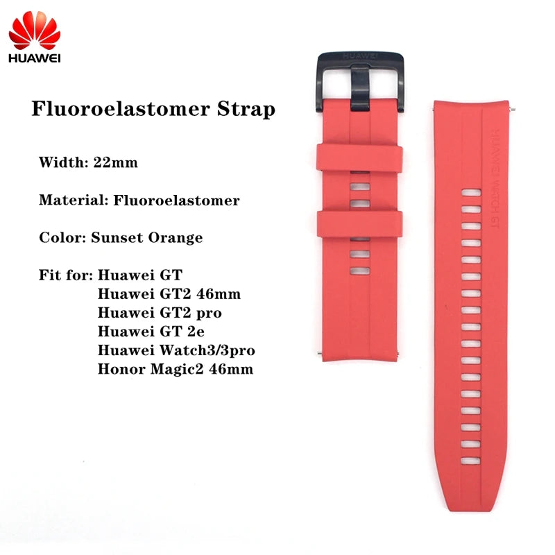 Original Huawei GT2 46mm FKM Rubber Watch Band 22mm Huawei Genuine Leather strap GT Stainless Steel Milanese Wacth Strap