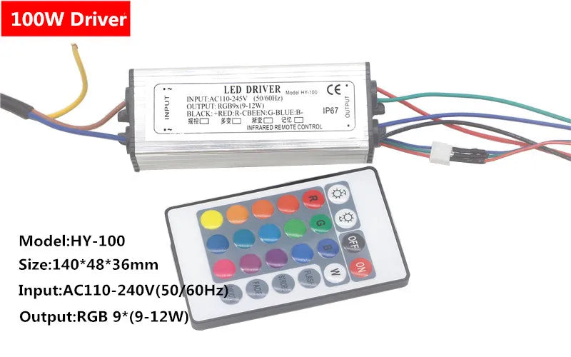 RGB LED Driver With Chip High Power COB LED lamp Beads 10W 20W 30W 50W 100W Lighting Transformers For DIY Floodlight Spot light