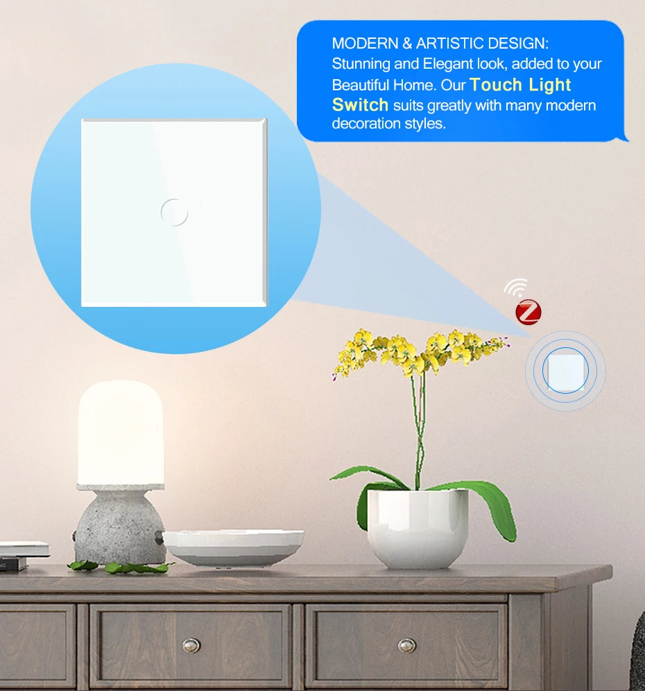 BSEED Zigbee 1/2/3Gang Touch Light Switches 1/2/3Way Tuya Smart Life Alice App Control Plus Normal EU Sockets Neutral Required