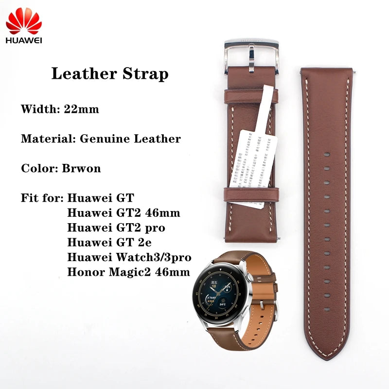 Original Huawei GT2 46mm FKM Rubber Watch Band 22mm Huawei Genuine Leather strap GT Stainless Steel Milanese Wacth Strap