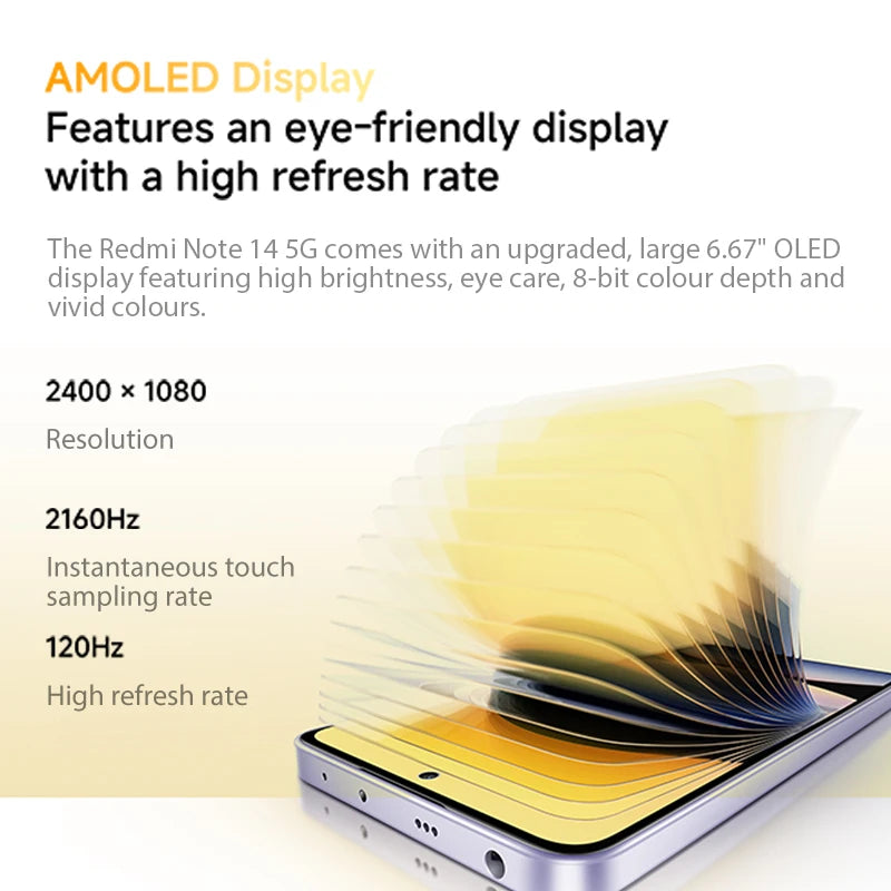 Redmi Note 14 5G Xiaomi Global Version MediaTek Dimensity 7025 Ultra 108MP Camera 45W Turbo Charging 5110mAh Battery Smartphone