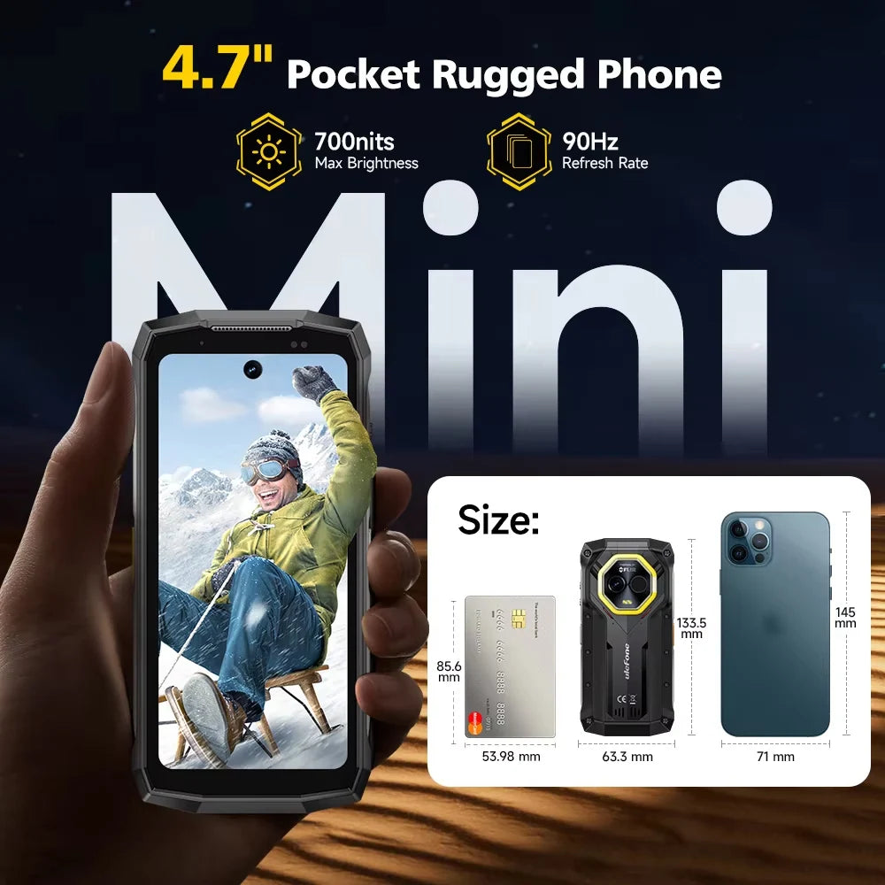 Ulefone Armor Mini 20T Pro 5G Rugged Thermal lmaging By FLIR® 16GB+256GB 4.7" Display LED Light Android 14 6200mAh 33W Global