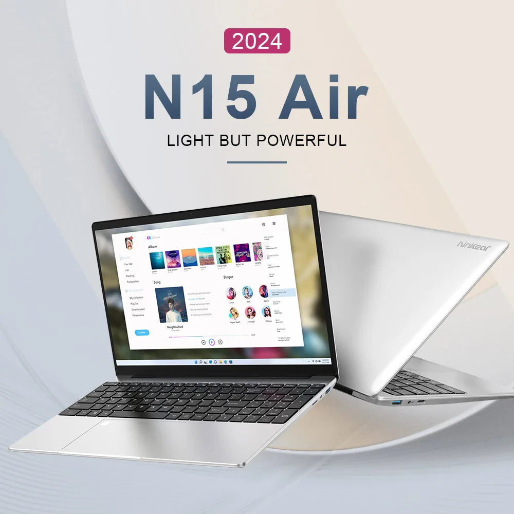 Ninkear N15 Air Laptop, 15.6'' 1920*1080 IPS Screen, Intel N95 4 Cores 3.4GHz, 16GB RAM 512GB SSD, Dual Band WiFi Bluetooth 4.2