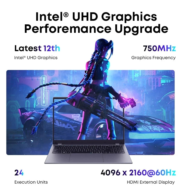 CHUWI GemiBook Plus Laptop 15.6'' FHD 1920 * 1080 16GB LPDDR5 512GB SSD Intel Alder Lake N100 WiFi 6 Windows 11 Laptops