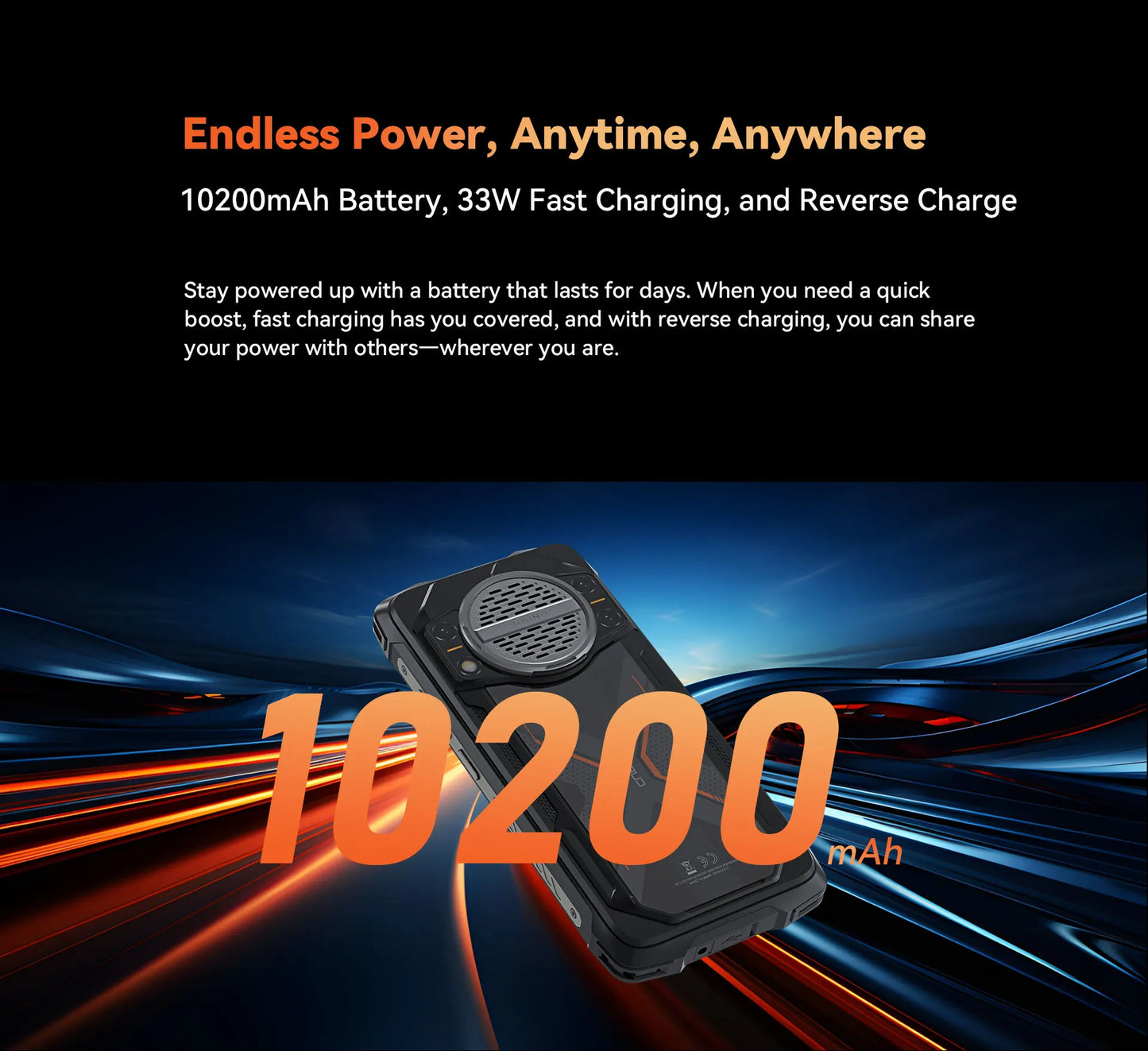 Cubot KingKong Power 3,24 Гб+256 Гб,4G Rugged,10200 мАч,120Hz Screen,100MP Camera,NFC,Android 14,33W глобальная версия