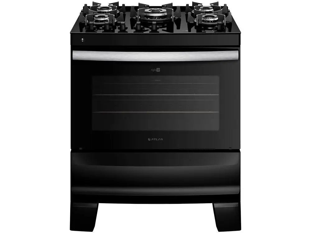 5-Bocas Atlas Stove Black Glass Table Agile Glass UP - Bivolt