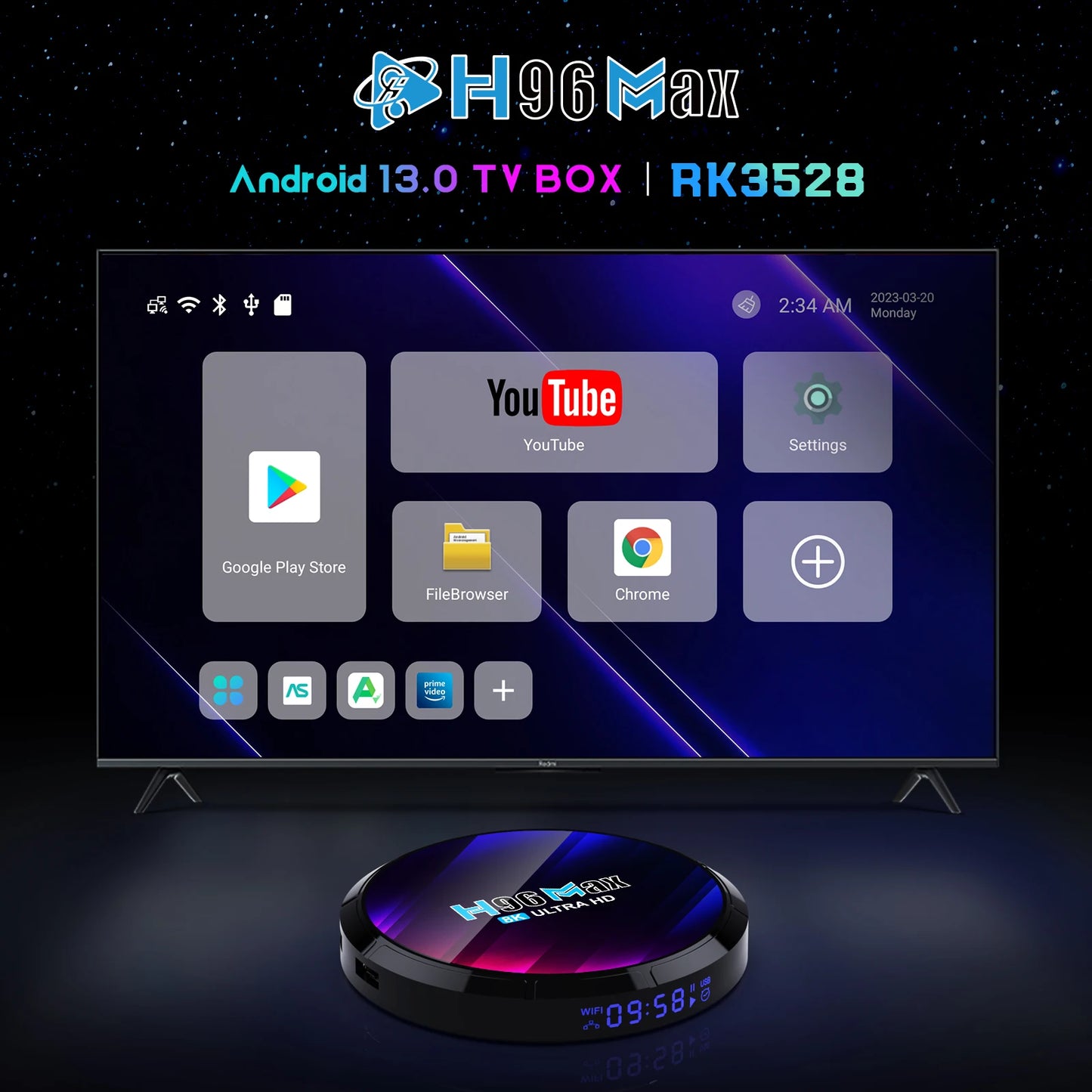H96MAX RK3528 Android 13.0 TV Box Support 2.4G/5.8G WiFi6 BT5.0 4K Video Set Top TV Box Decode And Play 8K