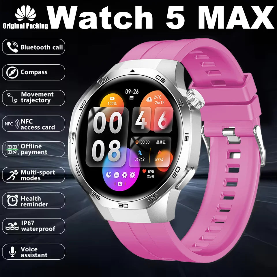 New Smartwatch For Huawei GT5 Men Outdoor Sports Compass Bluetooth Talk NFC Heart Rate GPS Track Weather Waterproof Smart watch