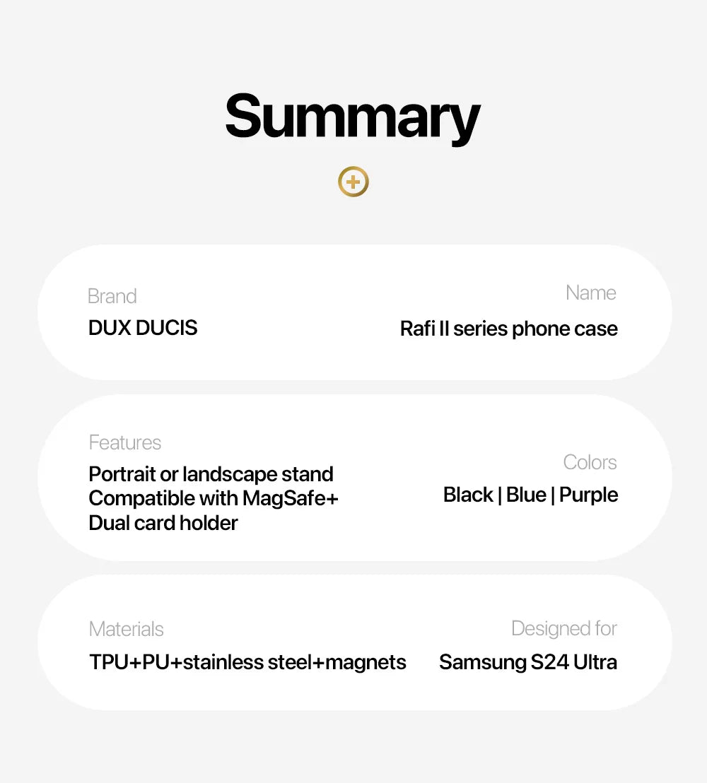 DUX DUCIS Magnetic Case For Samsung S24 Ultra, Samsung S24 Plus, Samsung S24, Case Phone Stand Wallet 3in1