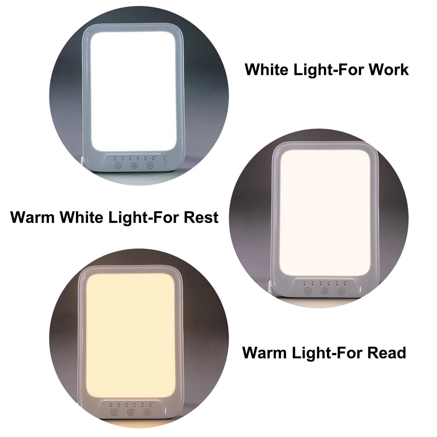 LED Daylight Lamp Cool & Warm Light Therapy Lamp Against Depression 3 Light Colours 5 Brightness Levels Touch Control Daylight