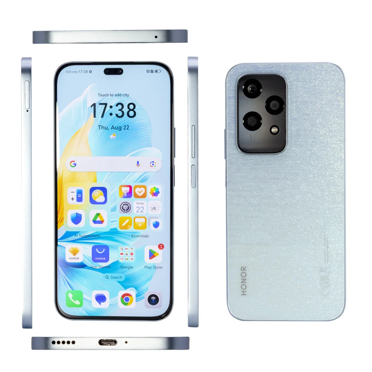 2024 Global Version HONOR 200 Lite 256GB ROM 5G Smartphone Mediatek Dimensity 6080 6.7'' 90Hz AMOLED Display 108MP Main Camera