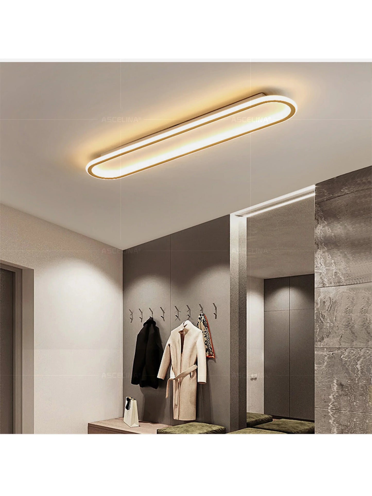 LED Modern Ceiling Light Oval Black Corridor 40/60/80CM Lamp For Bedroom Gallery Porch Living Room Hotel Indoor Lighting Fixture