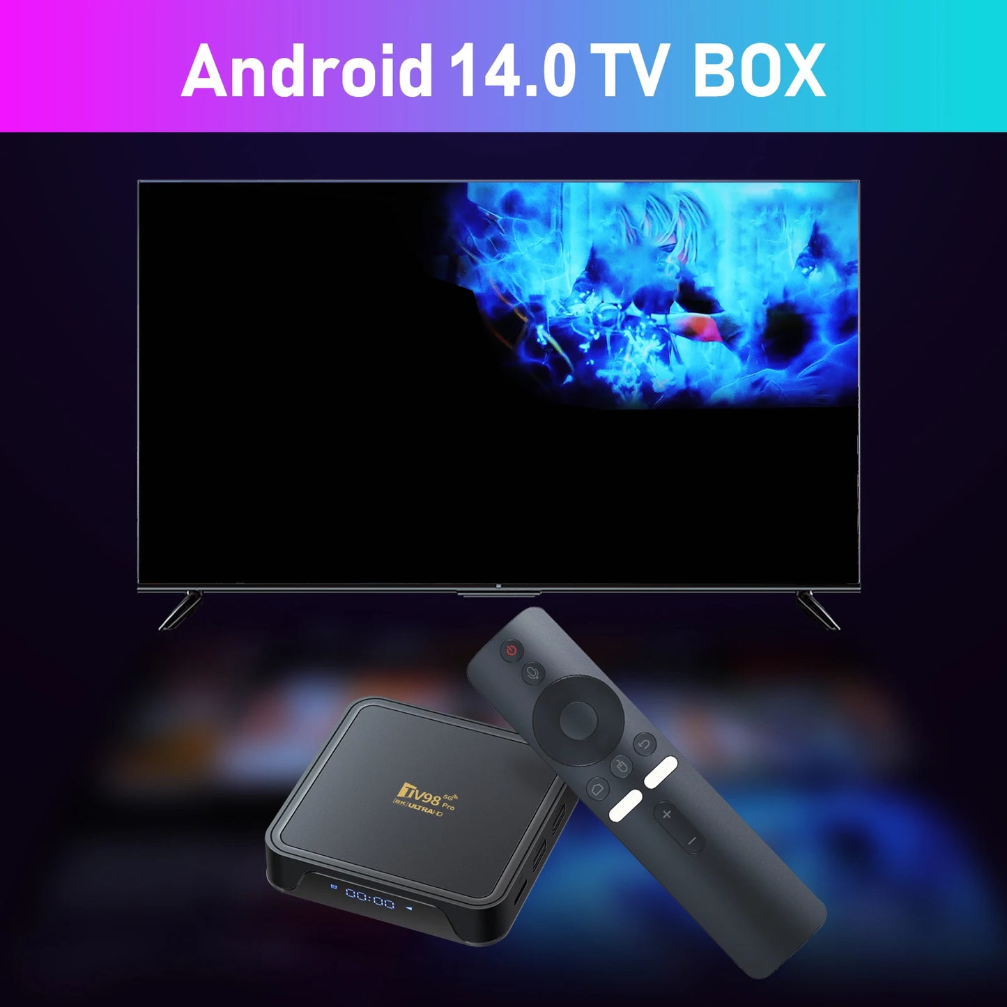 TV98 Pro TV Box Android 14 Support HD 8K4K Video 5G Dual Wifi BT5.2 Voice Remote Control Player Allwinner H313 Smart TV Box iptv