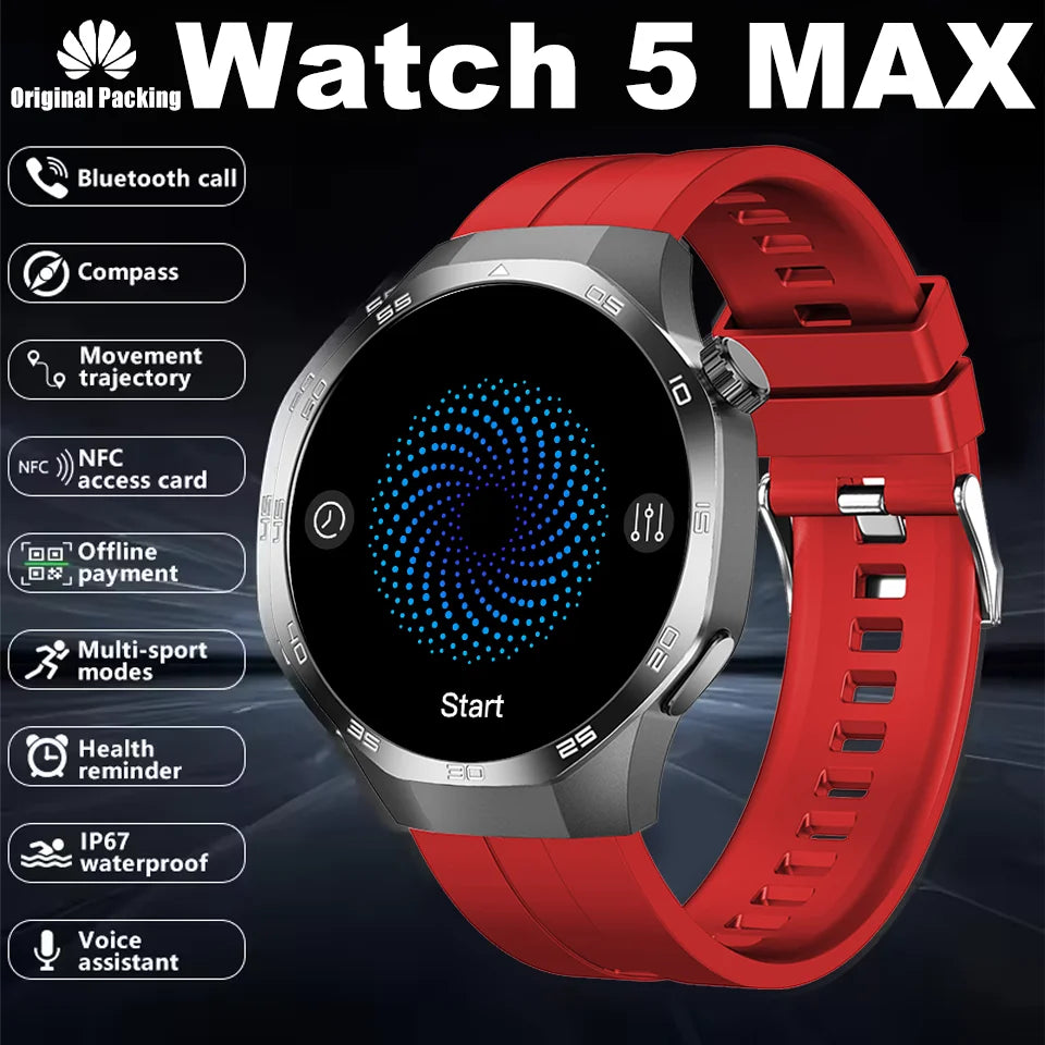 New Smartwatch For Huawei GT5 Men Outdoor Sports Compass Bluetooth Talk NFC Heart Rate GPS Track Weather Waterproof Smart watch