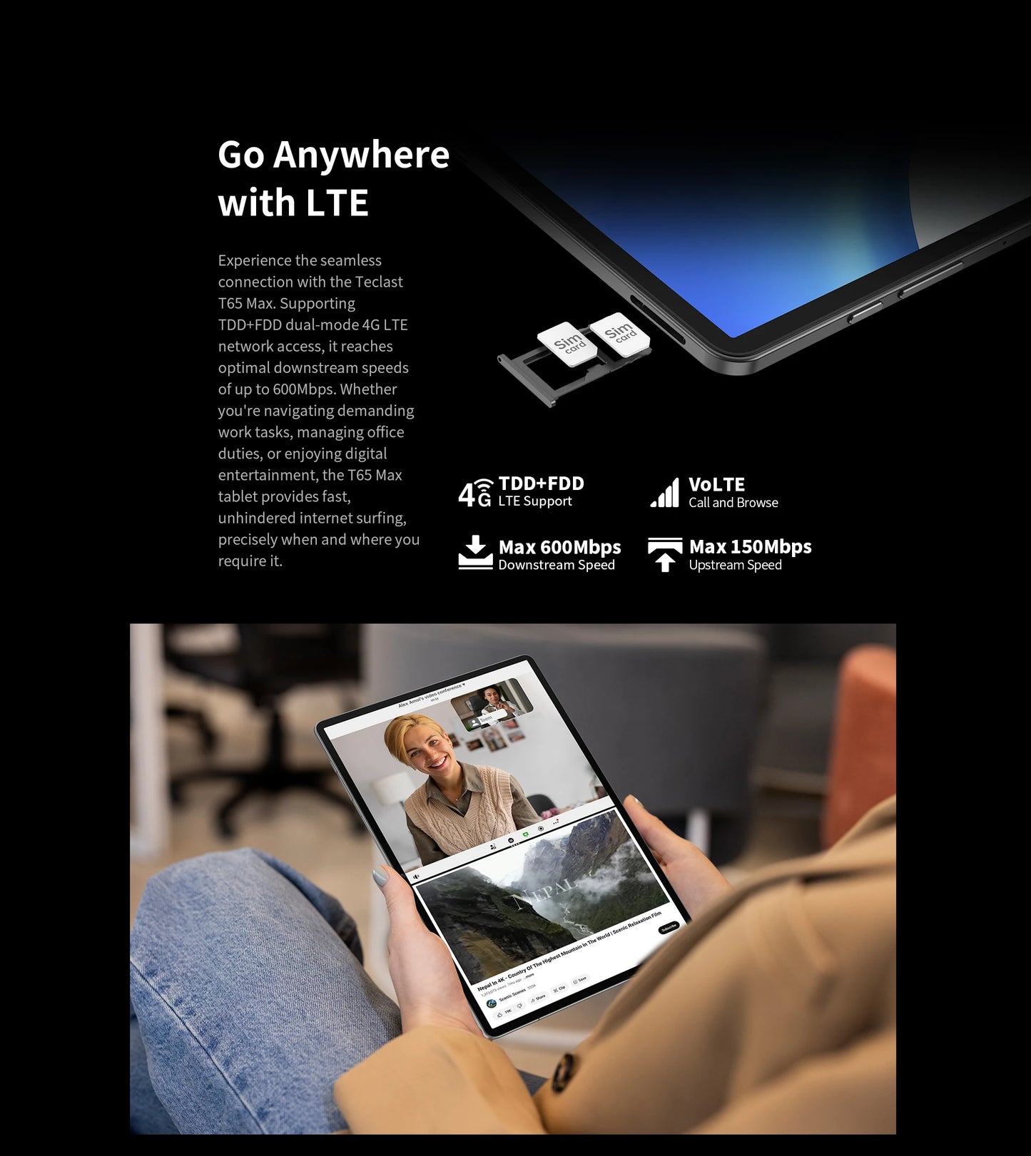 Teclast T65 Max 13 Inch Tablet Android 14 Mediatek Helio G99 (8Gb+12Gb Expansion) 20Gb Ram 256Gb Rom 10000Mah Battery Dual Sim 4g Lte 1920X1200 Gps Widevine L1 for Netflix