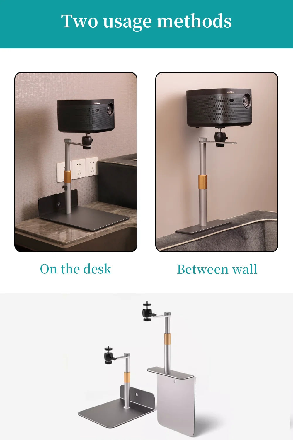 Multifunctional Projector Stand for Bedside Desktop Sofa Bed 360° Rotation Adjustable Thick Metal Base Projector Support Bracket