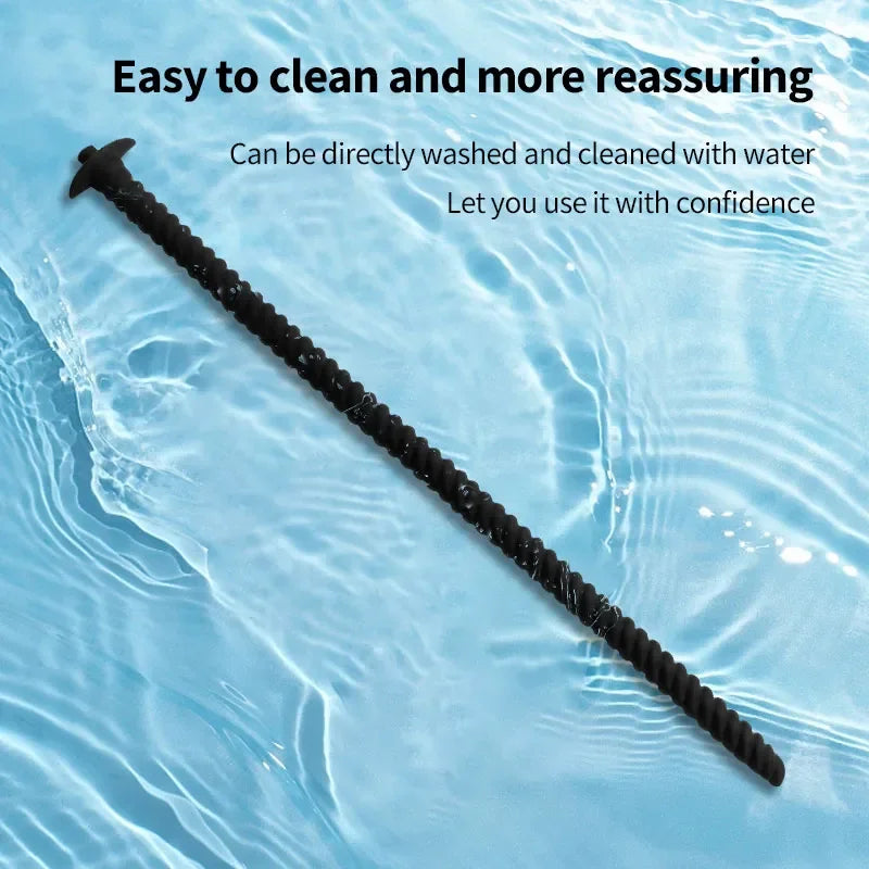 Spray/Washing With Syringe Silicone Long Penis Plug Threaded Urethral Sound Ejaculation Delay Toy For Man Gay Urethra Masturbate