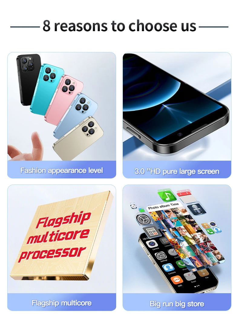 NEW SERVO 16SE Mini 3G Cute Smart Phone Android System 2 SIM Cards 3.0 inch Display Facial Unlock 2GB 16GB Small Card Smartphone