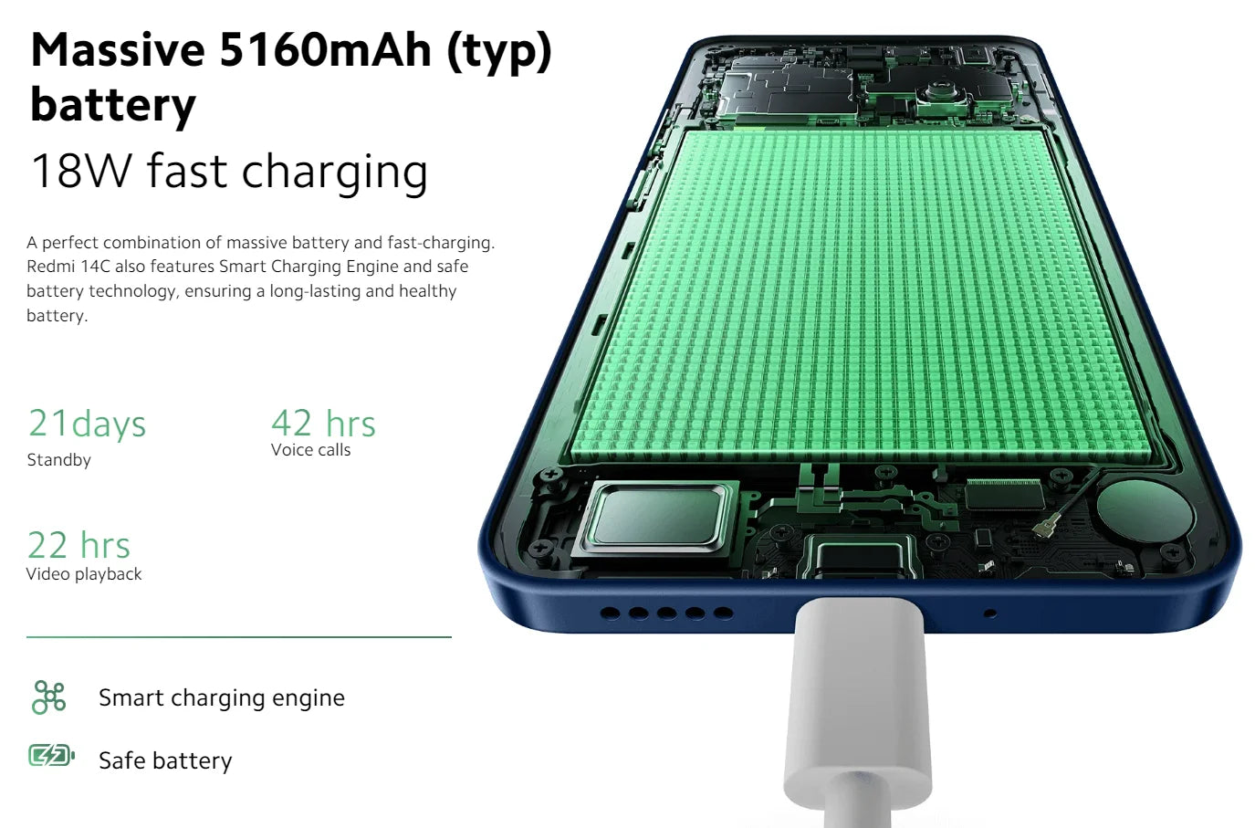 Global Version Xiaomi Redmi 14C Smartphone Immersion 6.88'' 120Hz Display 50MP AI Dual Camera Massive 5160mAh Battery