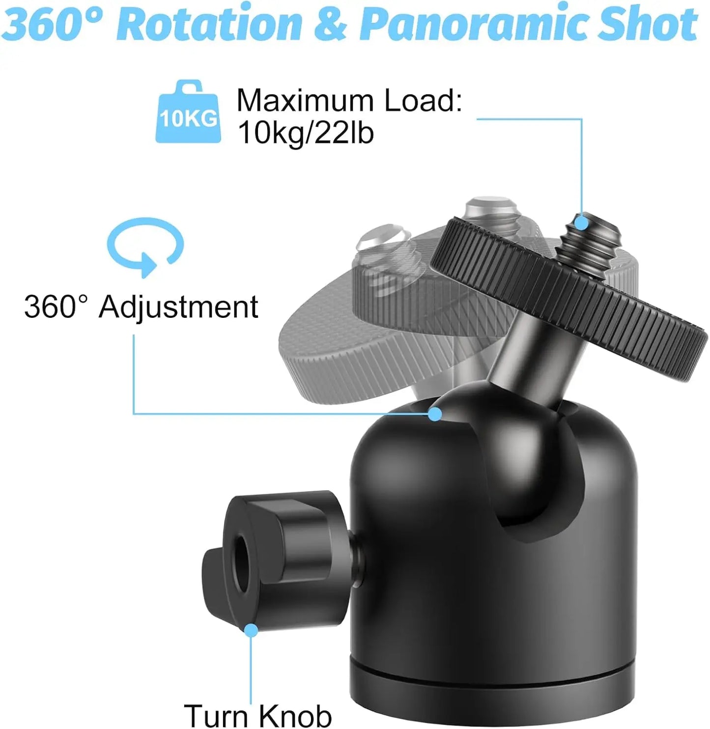 Starlink Mini Tripod Adapter with Ball Head - Aluminum Alloy Adapter Compatible with Starlink Mini 1/4"-20 and 3/8"-16 Adapters