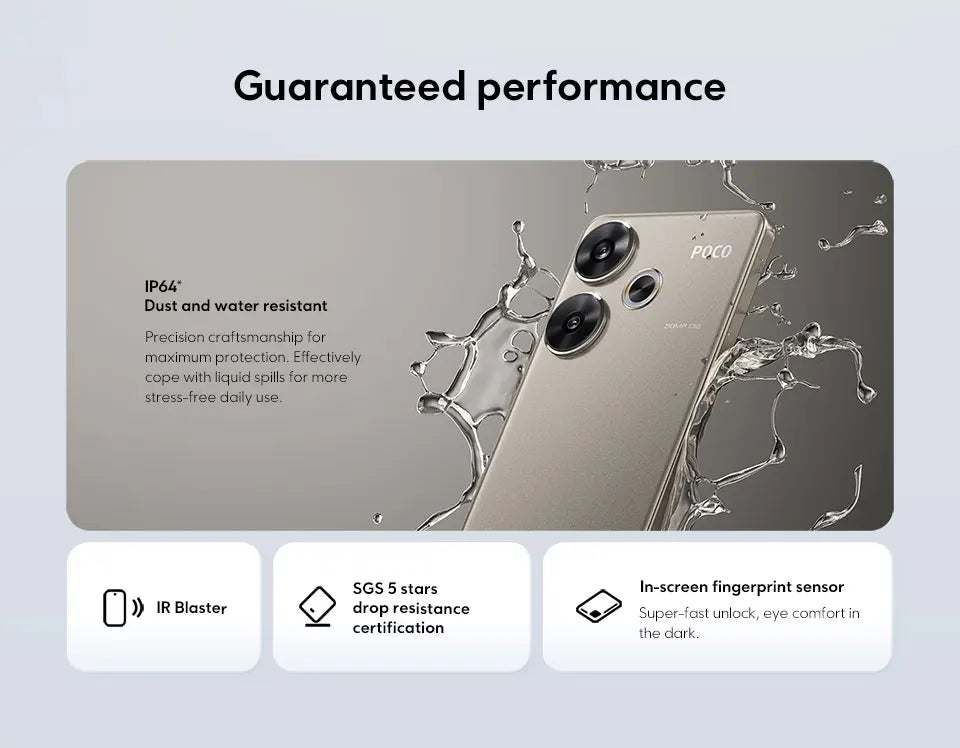 POCO F6 5G Global Version Cellphone 90W turbo charging 120Hz Flow AMOLED display 50MP camera system with OIS Snapdragon 8s Gen 3
