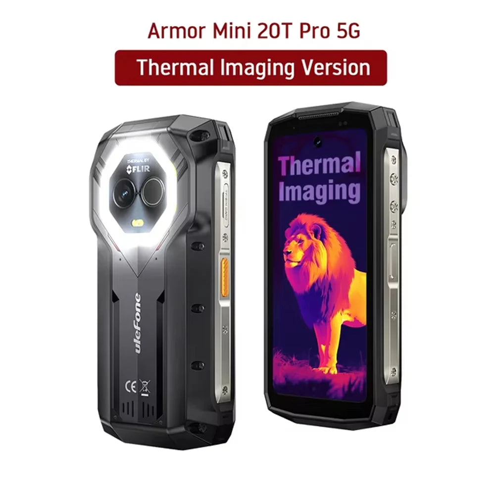 Ulefone Armor Mini 20T Pro 5G Rugged Thermal lmaging By FLIR® 16GB+256GB 4.7" Display LED Light Android 14 6200mAh 33W Global