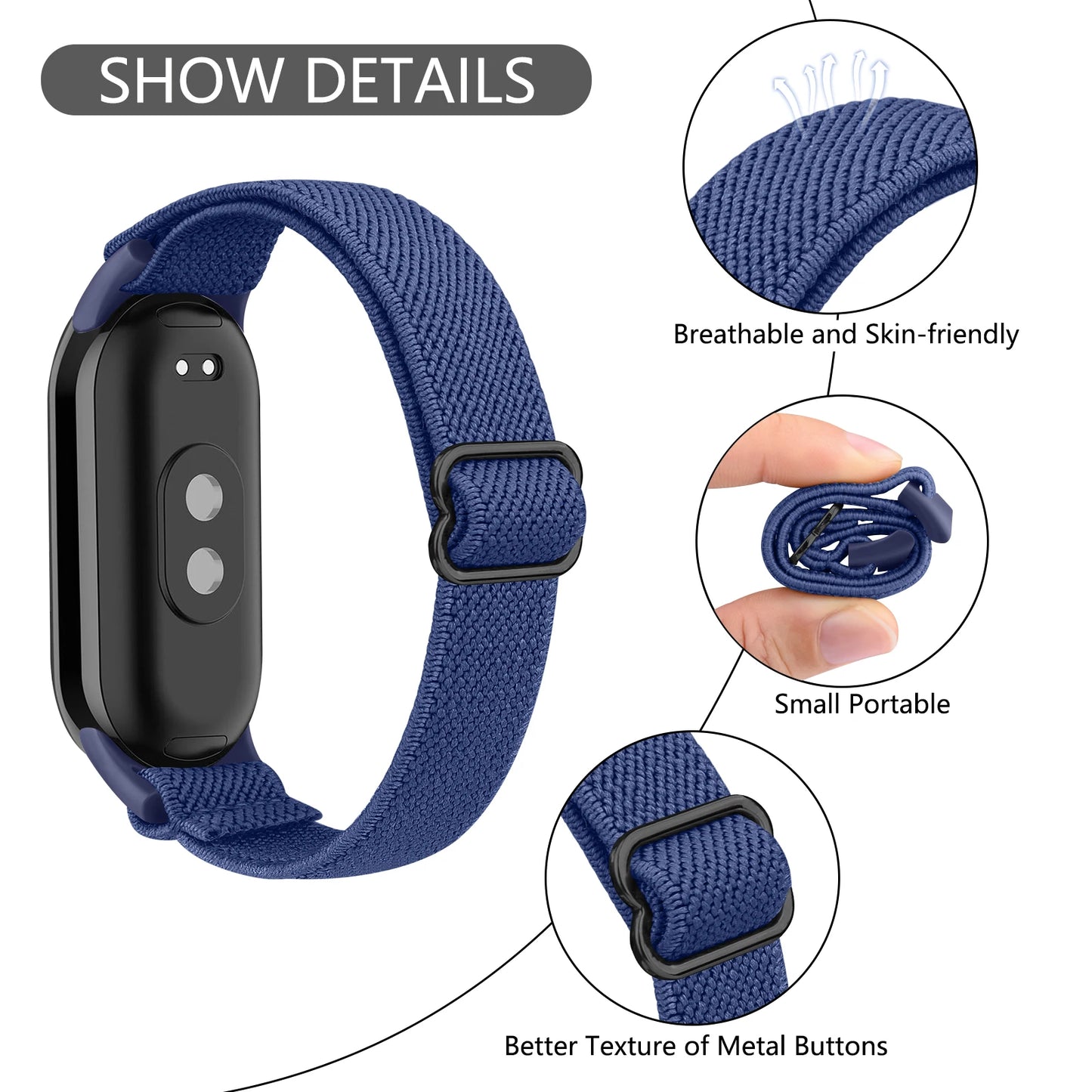 Nylon Loop Strap For Xiaomi Smart Band 9 8 Watchband Replacement NFC Elastic Wristband for Xiaomi Smart Band 9 8 Correa Bracelet