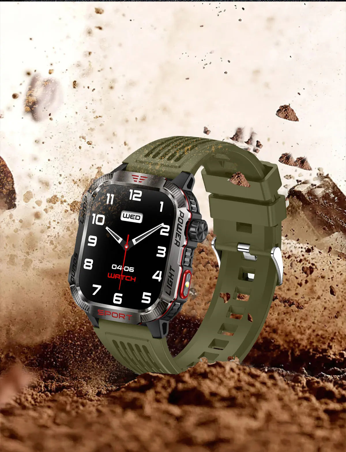 New Military Sports Smartwatch Men Flashlight Compass Altitude Pressure Fitness Waterproof Bluetooth Talk Check Bill Smartwatch