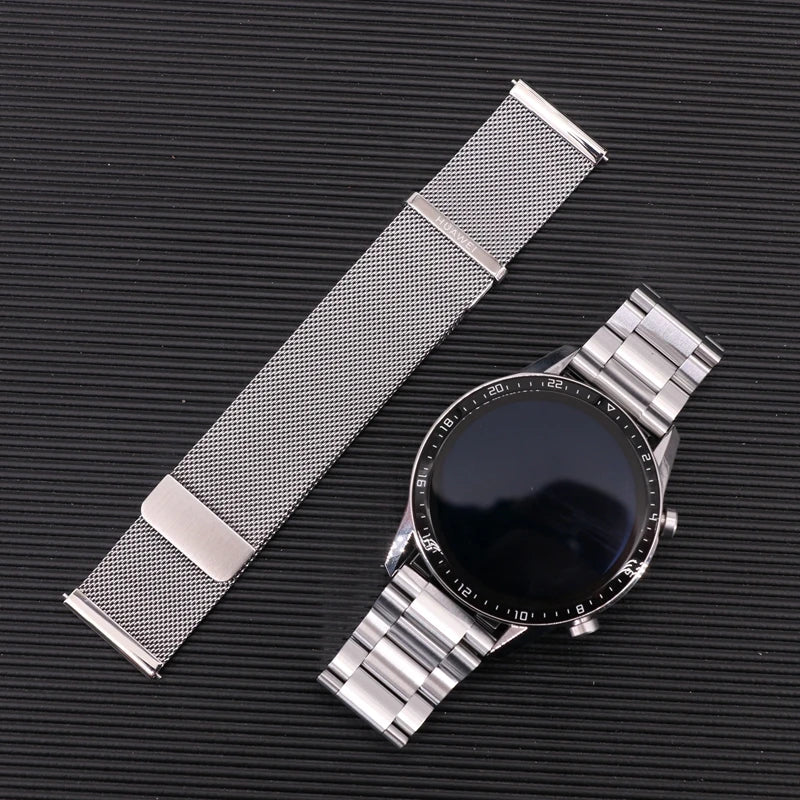 Original Huawei GT2 46mm FKM Rubber Watch Band 22mm Huawei Genuine Leather strap GT Stainless Steel Milanese Wacth Strap
