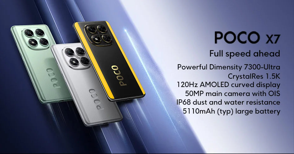 Global Version POCO X7 Smartphone 5110mAh 45W 50MP Camera Dimensity 7300-Ultra 6.67"120Hz AMOLED Display IP68 Xiaomi HyperOS NFC