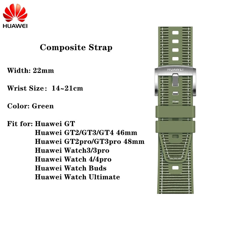 Original Huawei GT2 46mm FKM Rubber Watch Band 22mm Huawei Genuine Leather strap GT Stainless Steel Milanese Wacth Strap