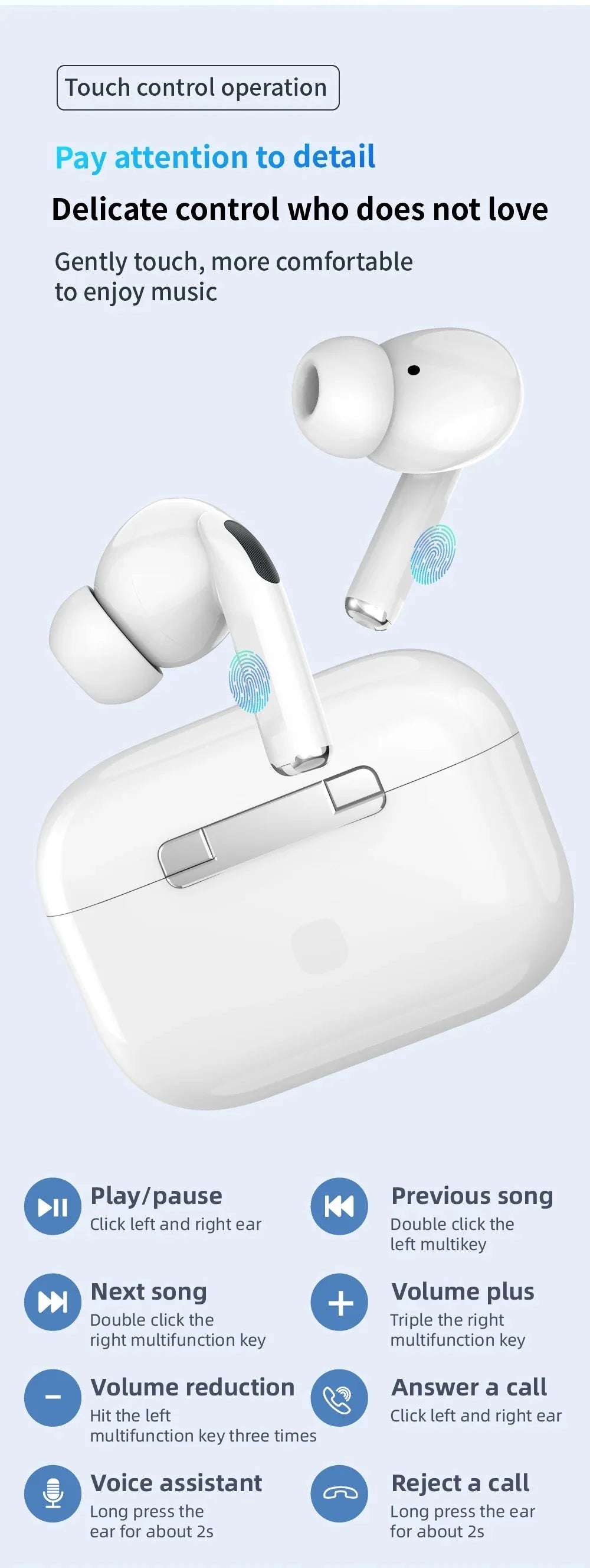 Original XIAOMI A7 Wireless Bluetooth Headset In-Ear Extra Bass Earbud HiFI Stereo Game Sport Earphone Touch control with Mic