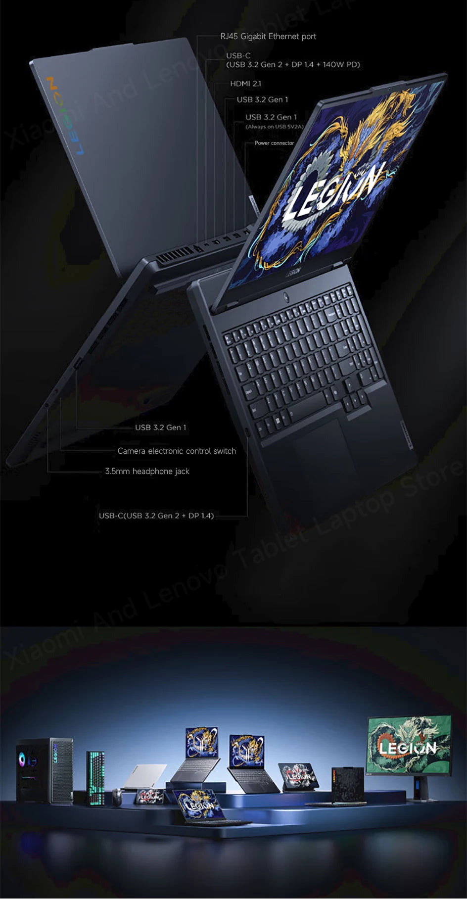 Lenovo laptop Legion Y7000 15.6"144Hz Gaming laptop Intel Core i7-13650HX 24/32GB DDR5 RAM 512GB/1TB/2TB SSD RTX4060 Notebook PC