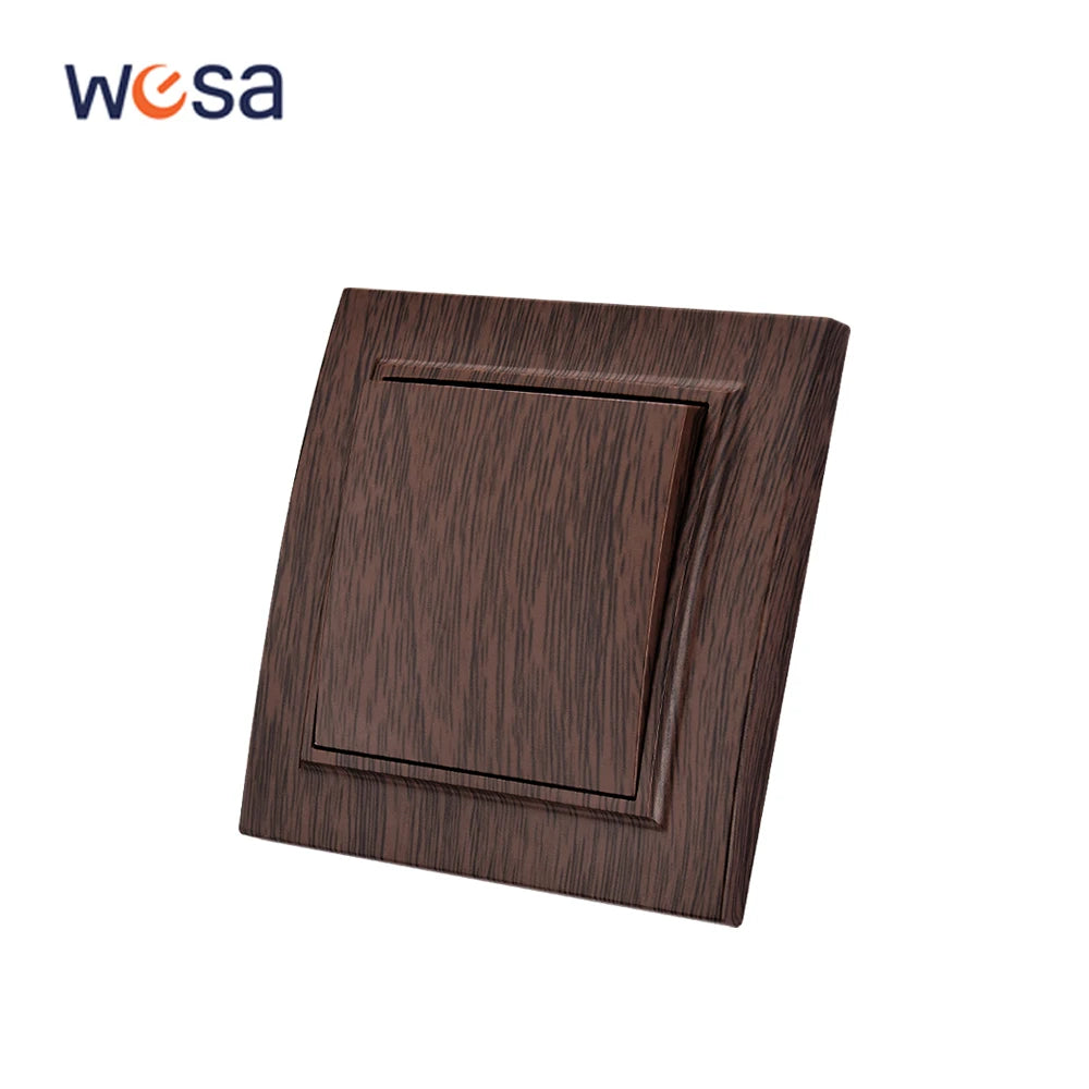 WESA Brown Wooden Wall Surface Socket Plugs Power 2 Socket Electrical Outlett Not Ground Flame Retardant Paint Plastic Sockets