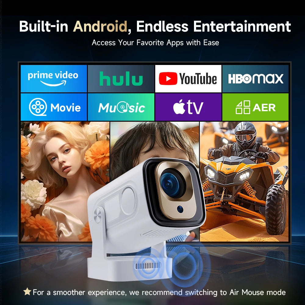 Magcubic HY310 Android 11 Projector 4K Native 1080P Auto Focus 330ANSI Dual Wifi with Air Mouse Voice Assistant Built Speaker