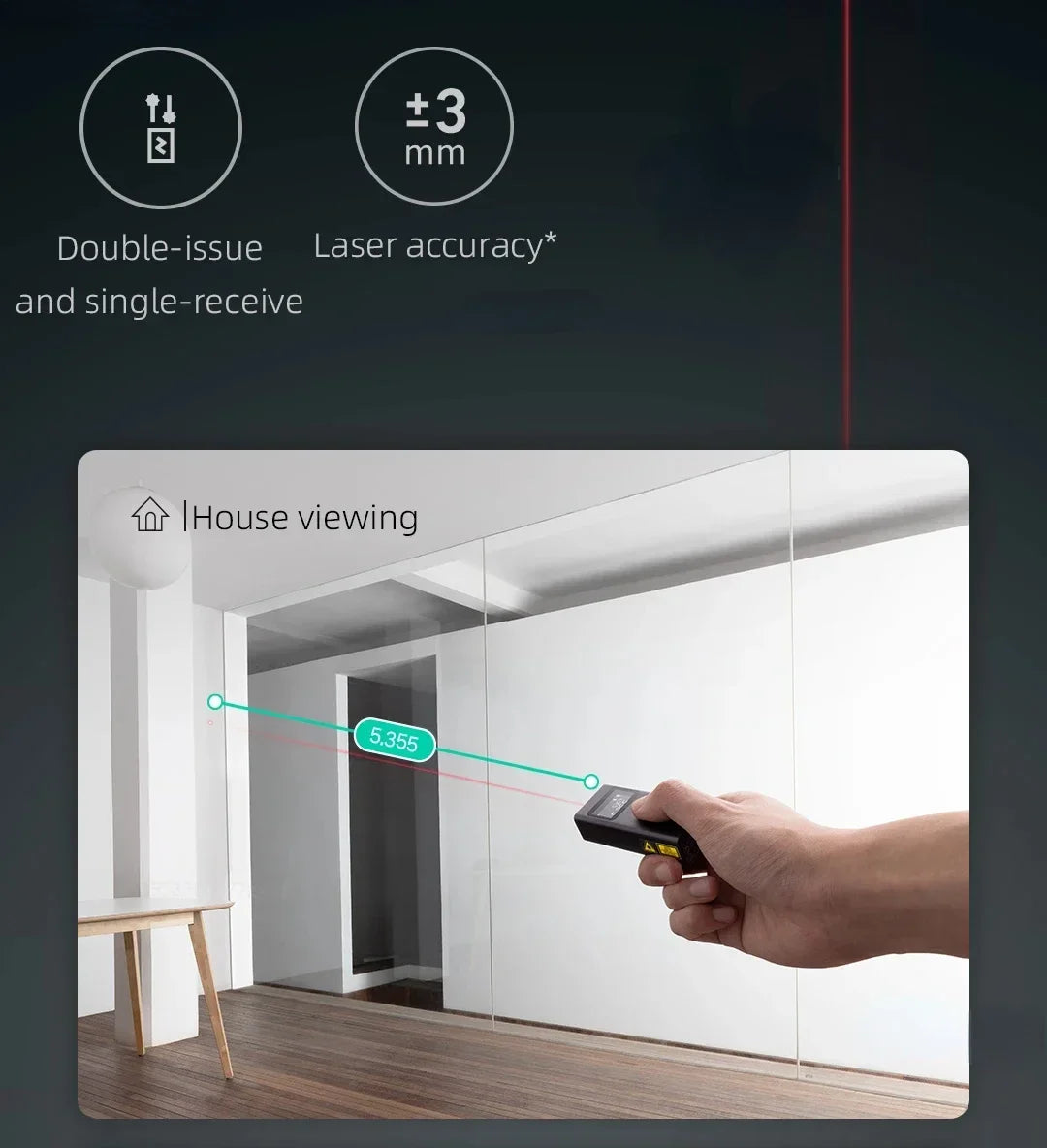 Xiaomi Mijia Smart Laser Range Finder Tape Measure Work with Mi Home APP Indoor Rangefinder Distance Meter Digital Device Tools