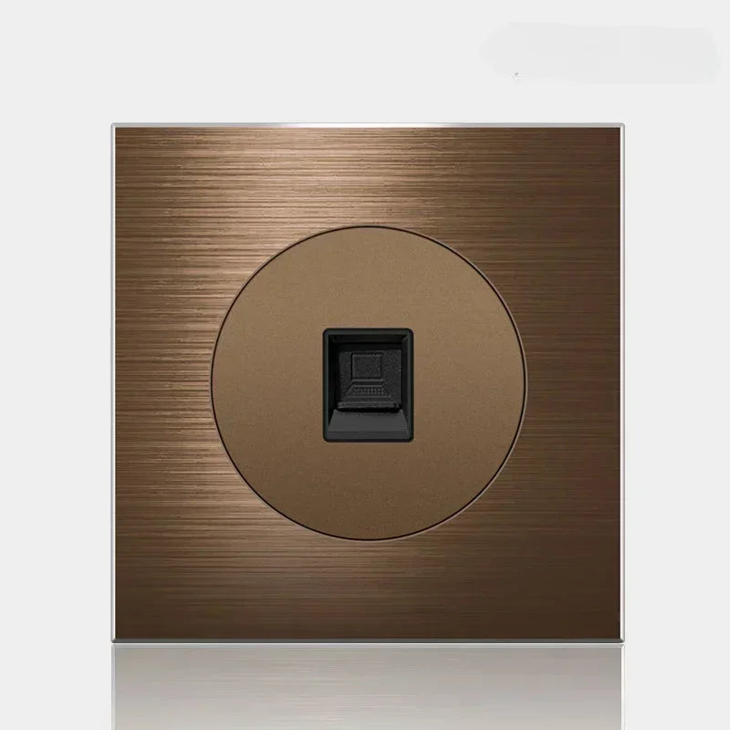 High quality coffee color universal Retro Eu FR 220V wall light switch,Reset button switch electrical socket with LED indicator